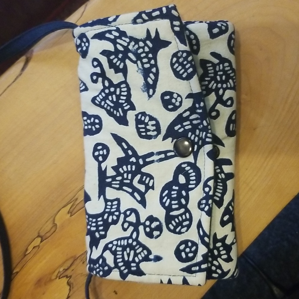 Navy and White Patterned Women's Soft Wallet